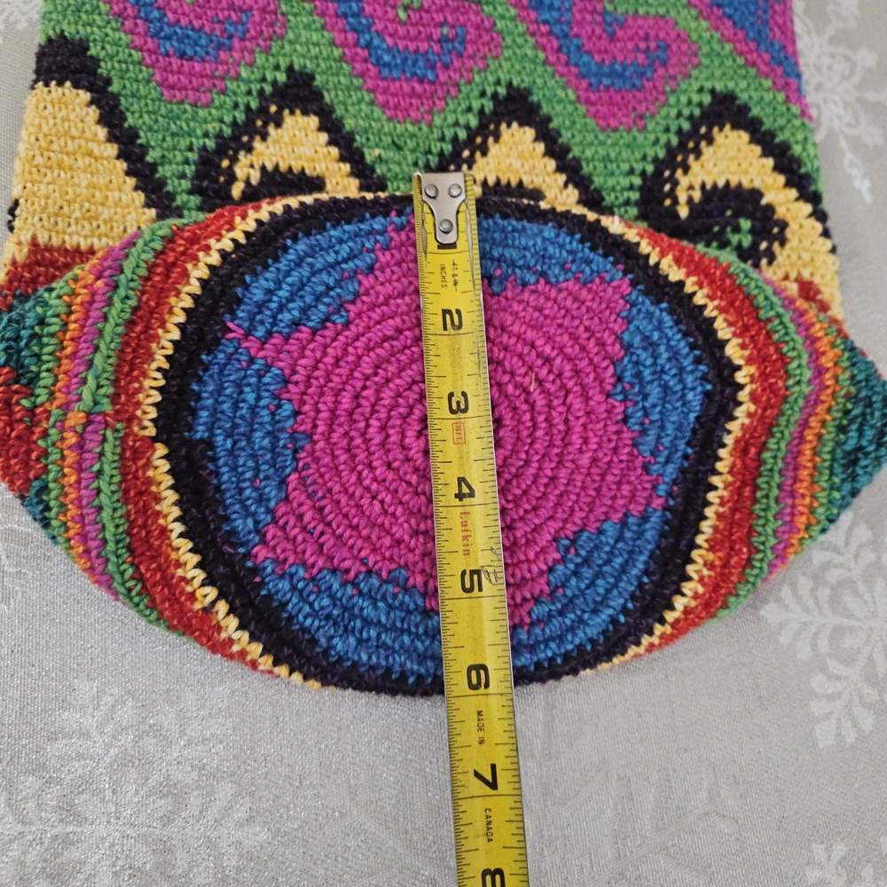 Artisan Bucket Bag Purse Multicolor Crochet Hobo Bag Boho Crossbody Festival - Picture 9 of 9